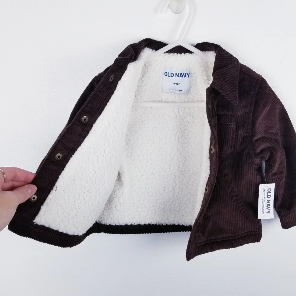 Old Navy #414714 Brown Sherpa-Lined Corduroy Shacket  for Baby NWT 12-18 Months